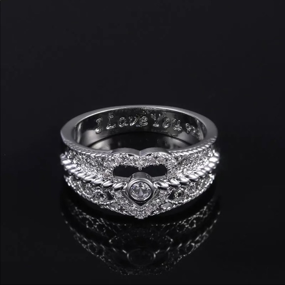 *NEW*925 Silver I Love You Romantic Diamond Ring - Picture 3 of 6